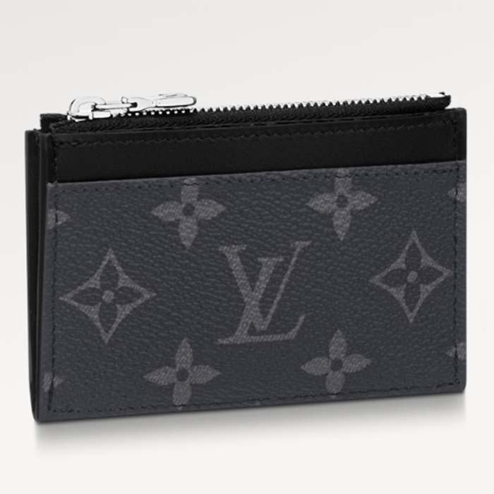 Louis Vuitton LV Unisex Coin Card Holder Monogram Eclipse Coated Canvas Cowhide Leather