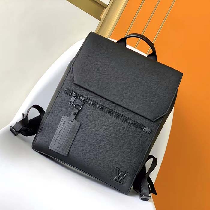 Louis Vuitton LV Unisex Fastline Backpack Black Cowhide Leather Textile Lining (7)