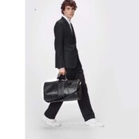 Louis Vuitton LV Unisex Keepall 50 Bandoulière Black Cabin-Size Taiga Cowhide Leather Monogram Eclipse Coated Canvas ( (14)