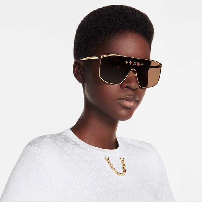 Louis Vuitton LV Unisex LV Golden Mask Sunglasses Gold-Toned Metal Frame Brown Lens (5)