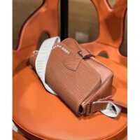 Louis Vuitton LV Unisex Montsouris Messenger Cognac Calf Leather Textile Lining (12)