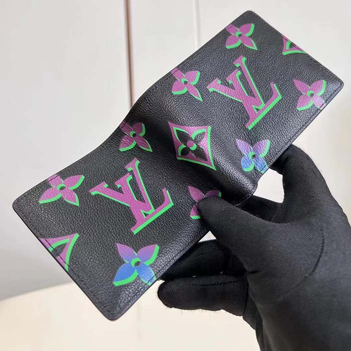 Louis Vuitton LV Unisex Multiple Wallet Black Borealis Calf Leather Textile Lining (1)