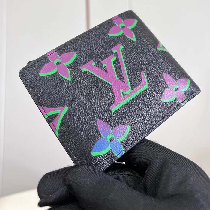 Louis Vuitton LV Unisex Multiple Wallet Black Borealis Calf Leather Textile Lining (3)