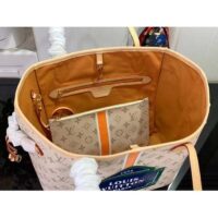 Louis Vuitton LV Unisex Neverfull MM Beige Ocher Monopaname Coated Canvas Cowhide Leather (12)