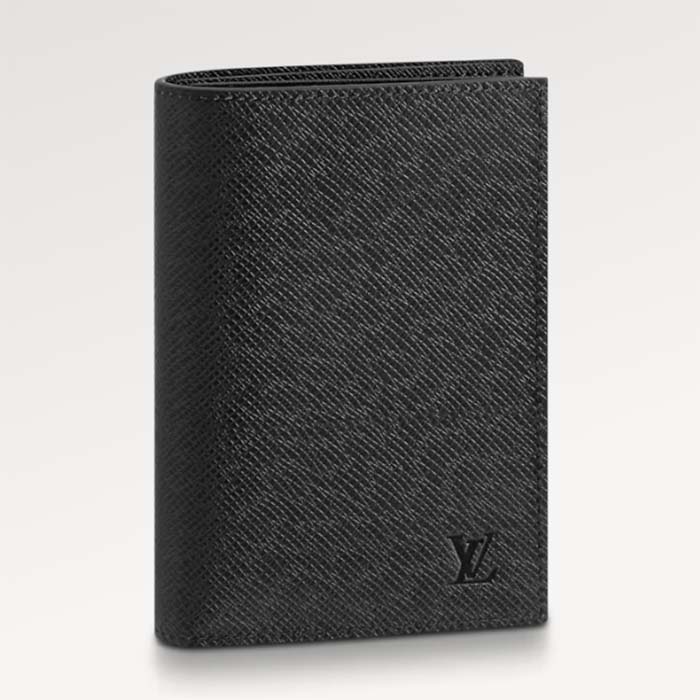 Louis Vuitton LV Unisex Passport Cover Black Taiga Leather Cowhide Leather Lining