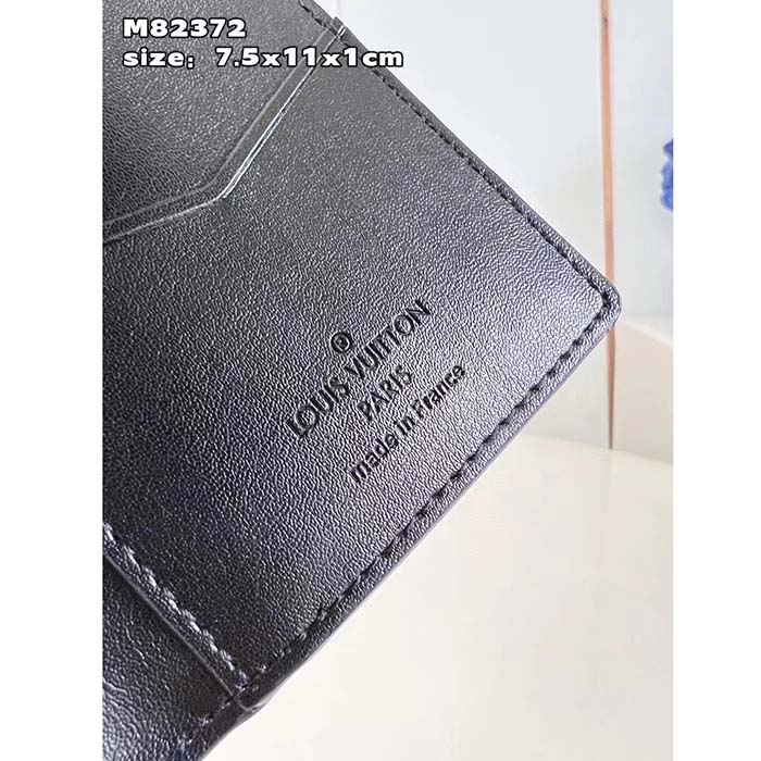 Louis Vuitton LV Unisex Pocket Organizer Black Borealis Calf Leather Textile Lining (7)