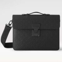 Louis Vuitton LV Unisex S Lock Briefcase Black Taurillon Monogram Embossed Cowhide Leather (4)