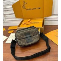 Louis Vuitton LV Unisex S Lock Messenger Black Monogram Macassar Coated Canvas Epi Leather (4)
