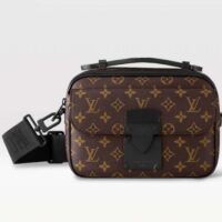 Louis Vuitton LV Unisex S Lock Messenger Black Monogram Macassar Coated Canvas Epi Leather (4)