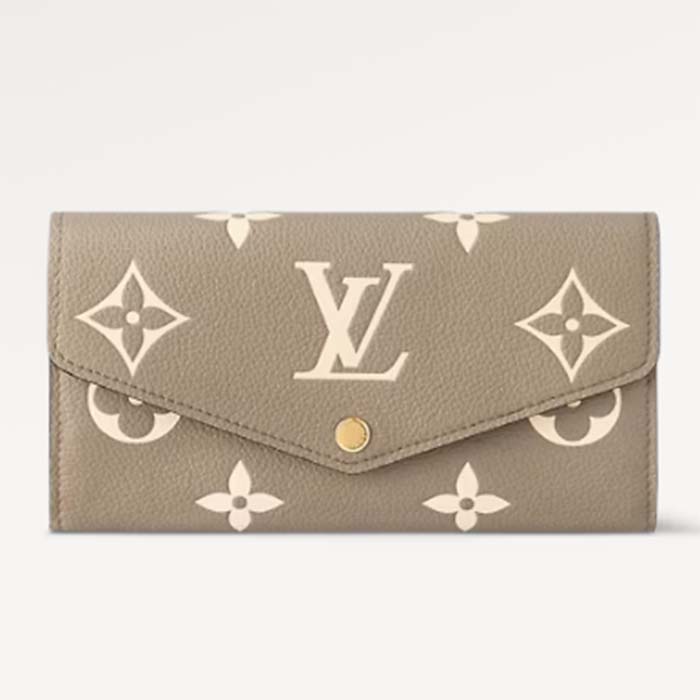 Louis Vuitton LV Unisex Sarah Wallet Cream Monogram Empreinte Embossed Supple Grained Cowhide Leather