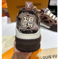 Louis Vuitton LV Unisex Skate Sneaker Brown Mesh Python-Like Embossed Leather Double Laces Rubber (13)