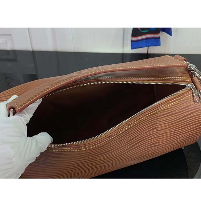 Louis Vuitton LV Unisex Soft Polochon MM Cognac Calf Leather Textile Lining (10)