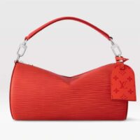 Louis Vuitton LV Unisex Soft Polochon MM Vermillion Red Epi XL Grained Cowhide Leather (11)