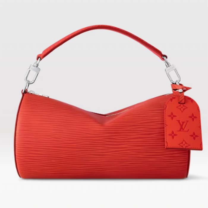 Louis Vuitton LV Unisex Soft Polochon MM Vermillion Red Epi XL Grained Cowhide Leather