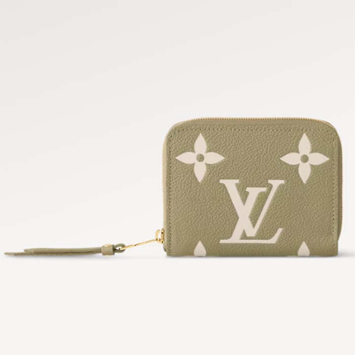 Louis Vuitton LV Unisex Zippy Coin Purse Khaki Cream Monogram Empreinte Embossed Cowhide Leather