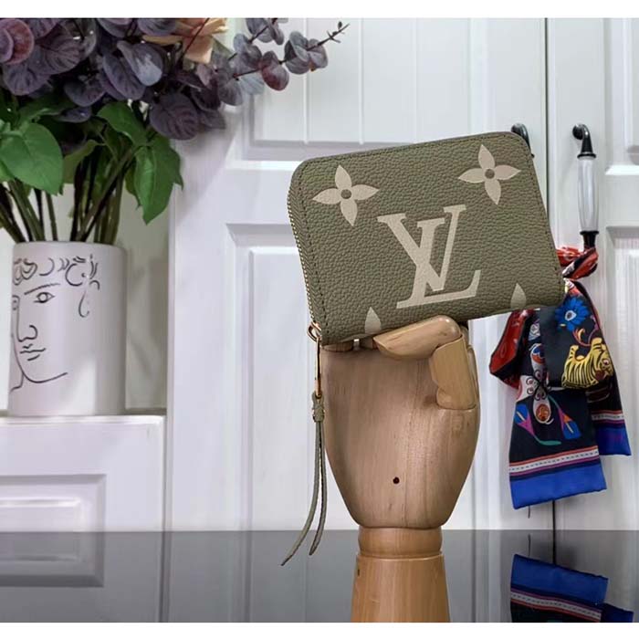 Louis Vuitton LV Unisex Zippy Coin Purse Khaki Cream Monogram Empreinte Embossed Cowhide Leather (5)
