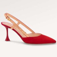 Louis Vuitton LV Women Blossom Slingback Pump Red Suede Baby Goat Leather Cowhide (6)