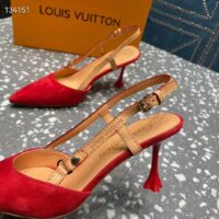 Louis Vuitton LV Women Blossom Slingback Pump Red Suede Baby Goat Leather Cowhide (6)