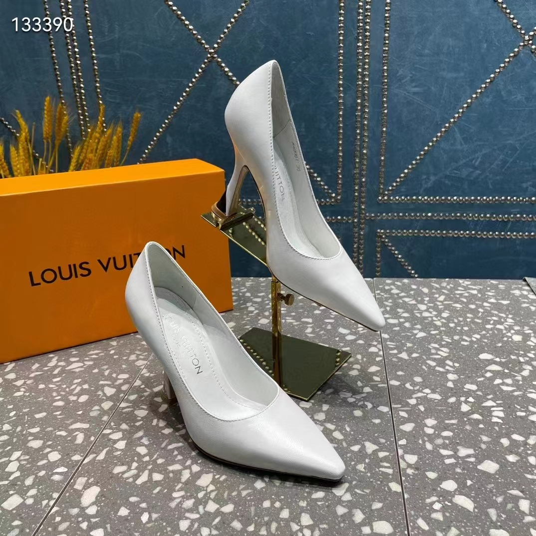 Louis Vuitton LV Women Sparkle Pump Ivory White Lamb Leather Outsole 9.5 Cm Heel (11)