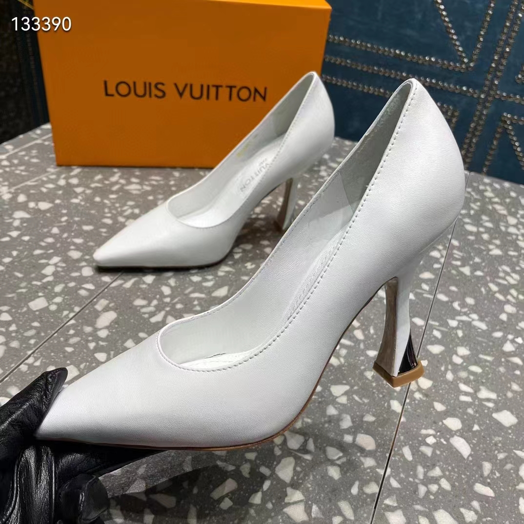 Louis Vuitton LV Women Sparkle Pump Ivory White Lamb Leather Outsole 9.5 Cm Heel (12)