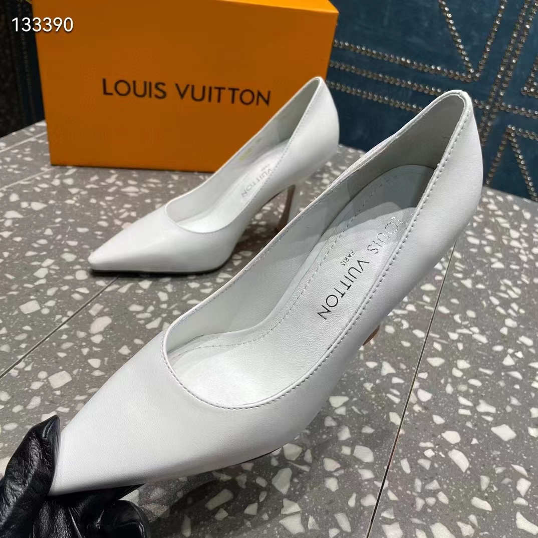 Louis Vuitton LV Women Sparkle Pump Ivory White Lamb Leather Outsole 9.5 Cm Heel (3)