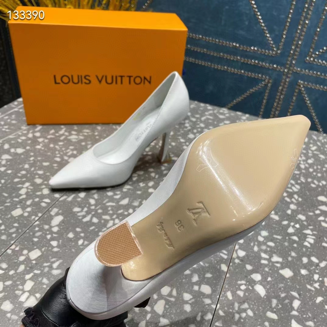 Louis Vuitton LV Women Sparkle Pump Ivory White Lamb Leather Outsole 9.5 Cm Heel (4)