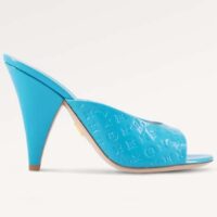 Louis Vuitton LV Women Super Mule Azure Blue Monogram-Debossed Patent Calf Leather 10 CM Heel (1)