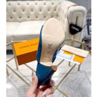 Louis Vuitton LV Women Super Mule Azure Blue Monogram-Debossed Patent Calf Leather 10 CM Heel (1)