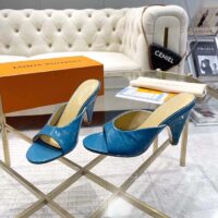 Louis Vuitton LV Women Super Mule Azure Blue Monogram-Debossed Patent Calf Leather 10 CM Heel (1)