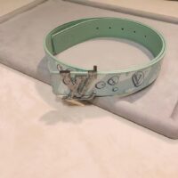 Louis Vuitton Unisex LV Aqua 40 MM Reversible Belt Aqua Green Leather Metal Buckle (9)