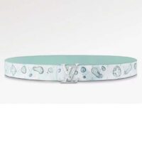 Louis Vuitton Unisex LV Aqua 40 MM Reversible Belt Aqua Green Leather Metal Buckle (9)