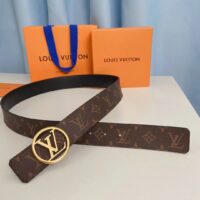 Louis Vuitton Unisex LV Circle 35 MM Reversible Belt Black Leather Monogram Canvas (6)