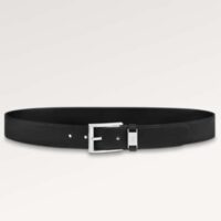 Louis Vuitton Unisex LV City Pin 35 MM Belt Black Smooth Calf Leather