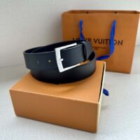 Louis Vuitton Unisex LV City Pin 35 MM Belt Black Smooth Calf Leather (1)