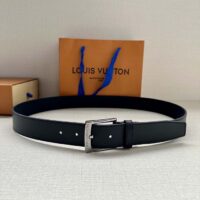 Louis Vuitton Unisex LV City Pin 35 MM Belt Black Smooth Calf Leather (1)