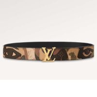 Louis Vuitton Unisex LV Initials 40 MM Reversible Belt Brown Leather Metal Buckle