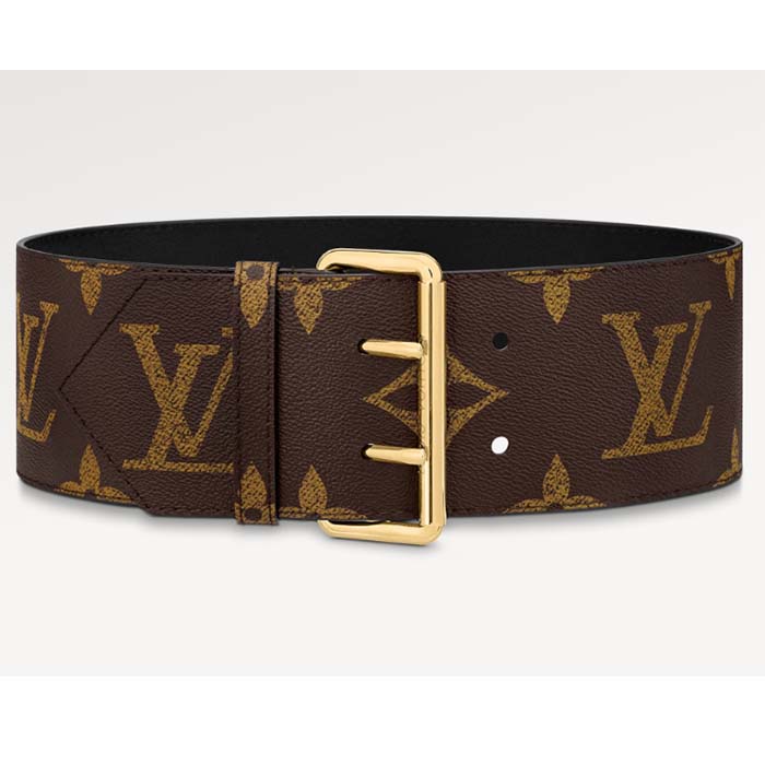 Louis Vuitton Unisex LV Oversized Buckle 90 MM Belt Brown Monogram Giant Calf Leather