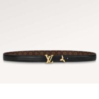 Louis Vuitton Unisex LV Pretty LV 20 MM Reversible Belt Black Leather Monogram Canvas Recto Side (4)