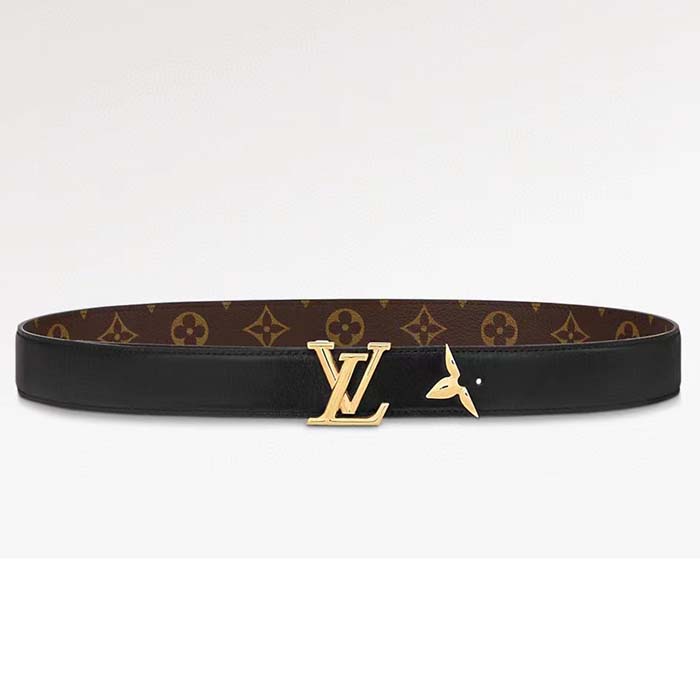 Louis Vuitton Unisex LV Pretty LV 30 MM Reversible Belt Black Brown Monogram Canvas Recto Side
