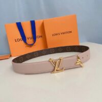 Louis Vuitton Unisex LV Pretty LV 30 MM Reversible Belt Monogram Canvas Jasmine Pink Leather (10)