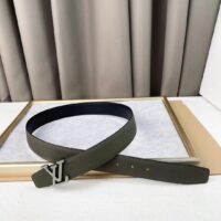 Louis Vuitton Unisex LV Rays 40 MM Reversible Belt Khaki Green Grained Leather Calf (3)