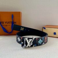 Louis Vuitton Unisex LV Shape 40 MM Reversible Belt Black Calf Leather (7)