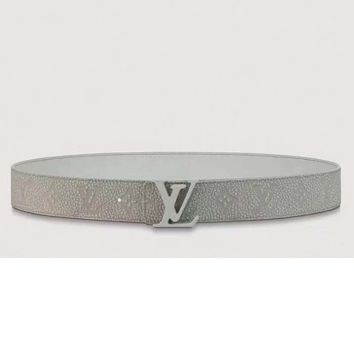 Louis Vuitton Unisex LV Shape MNG Climbing 40 MM Grey Reversible Belt Monogram Taurillon Leather