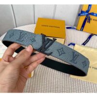 Louis Vuitton Unisex LV Shape MNG Climbing 40 MM Reversible Belt Grey Monogram Taurillon Leather (9)