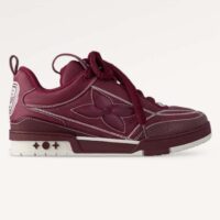 Louis Vuitton Unisex LV Skate Sneaker Bordeaux Red Grained Calf Leather Double Laces Rubber Outsole (4)