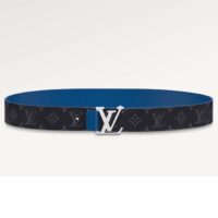 Louis Vuitton Unisex LV Tag 40 MM Reversible Belt Blue Monogram Eclipse Coated Canvas Calf Leather (9)