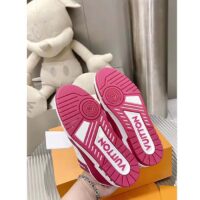 Louis Vuitton Unisex LV Trainer Sneaker Fuchsia Mix Materials Rubber Outsole Initials Monogram Flowers (4)