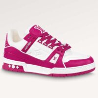 Louis Vuitton Unisex LV Trainer Sneaker Fuchsia Mix Materials Rubber Outsole Initials Monogram Flowers (4)