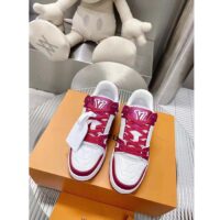 Louis Vuitton Unisex LV Trainer Sneaker Fuchsia Mix Materials Rubber Outsole Initials Monogram Flowers (4)