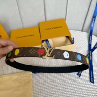 Louis Vuitton Unisex LV x YK LV Initiales 30mm Reversible Painted Dots Belt Monogram Canvas (1)